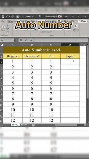 Auto Number Beginner - Expert in excel #excel #exceltips #spreadsheetmagic #exceltutorial