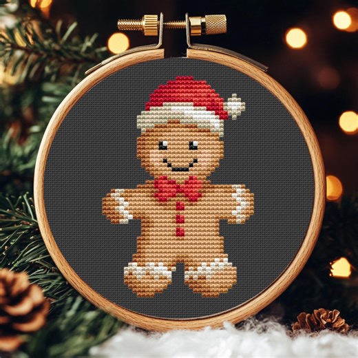 Gingerbread Man Cross Stitch Pattern, Mini Christmas Ornament, PDF File, Handmade Tree Decor - Etsy
