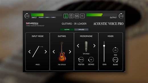 Nembrini Audio releases Acoustic Voice Pro guitar preamplifier plugin