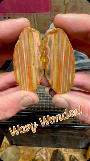 Pound Town Rock Hound on Instagram: "Another wavy addition to my collection. Love the colors. They’re so vibrant! Cut on my Hi-Tech Diamond 10” saw. Hyah! #poundtownrockhound #agate #stonewithasoul #rockhound #fyp"