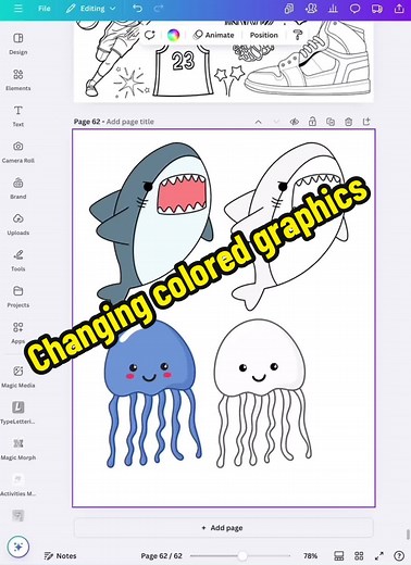 Changing Colored Graphics to Black and White on Canva