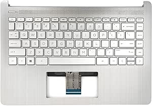 New Upper Case Palmrest Replacement for HP 14-DQ 14-FQ 14T-DQ 14Z-FQ 14s-fq 14s-dr Series Laptop Keyboard Assembly US Layout L88206-001 Silver