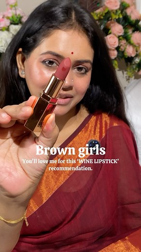 Himali Nag on Instagram: "Comment ‘link’ to receive the lipstick link in your DMs. This lipstick boasts a unique formula, offering a luxurious and comfortable feel on the lips. This is the third shade I’ve purchased from this range. I previously swatched another shade, and you all loved it, leading to a surge in purchases. Trust me, brown-skinned individuals will adore this shade and appreciate my recommendation. The outstanding formulation and beautiful shade have merged to create a truly perfe
