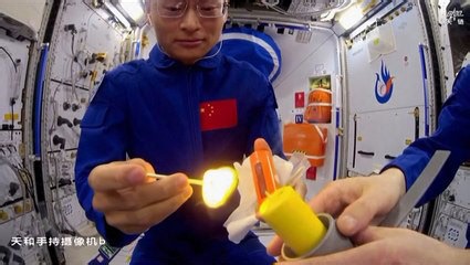 Chinese astronaut lights candle with match on Tiangong space station to demonstrate flame behaviour