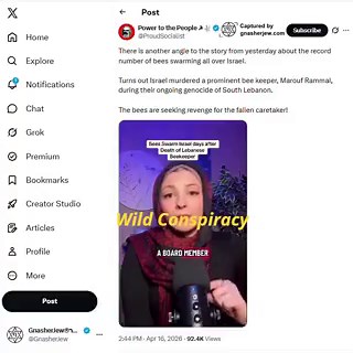 A bizarre new conspiracy theory is trending on social media: The Revenge of the Honeybees.Recently, unusual swarms of honeybees were spotted across southern Israel. Anti-Israel propagandists are using this natural occurrence to claim the bees are "retaliating." They’ve linked the swarms to the deaths of two Lebanese beekeepers, one in June 2025 and another in April 2026, calling the insects' behavior a "revenge attack."However, there is a major detail they left out: it turns out those two "beeke