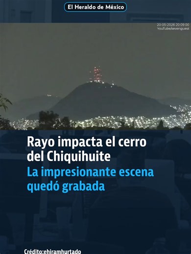 Una escena sacada de película sorprendió a habitantes de la Ciudad de México Un potente rayo cayó sobre el Cerro del Chiquihuite durante la tormenta eléctrica del miércoles y el momento quedó captado en video.