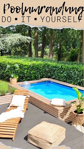 Marys Diy on Instagram: "▪️ Poolumrandung - do it yourself ▪️ Der Frame Pool ist als Einsteigermodell eine tolle Möglichkeit, sich an heißen Sommertagen eine Abkühlung zu holen. Um ihn optisch aufzuwerten, hatten wir eine Poolumrandung aus Fichtenholzlatten gebaut. Die Anleitung findet ihr nach wie vor in deutsch und in englisch in meinen Highlights. Hier beantworte ich auch alle Fragen rund um den Pool. Lange haben wir überlegt, wie wir die Umrandung des neuen achtförmigen Stahlwandpools gestal