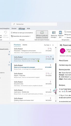 Outlook : Créer une vue pour les e-mails prioritaires