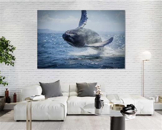 Blue Whale Canvas Print, Modern Underwater Ocean Art - Etsy Australia