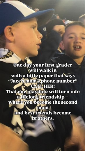 Calee on Instagram: "And you won’t know it yet, but it’s one of the most important calls you’ll ever make. It’s wild how one tiny piece of paper can change your whole life. That playdate turns into years of friendship… sleepovers, sports, heartbreaks, RV accidents, trips, carpool lines, and so many “are you free tonight?” texts that feel like lifelines. Jace will become another son in your home, and his mom will love Boston just the same. If I could tell you younger moms: say yes to the playdate