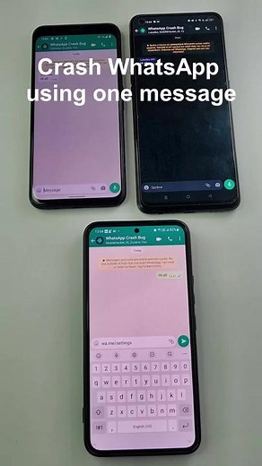 Crash WhatsApp using one message 👆 In the demo, I sent a crash message to a chat group, which resulted in crashing the whole chat. If you open the chat, WhatsApp app will crash. To temporarily fix the issue, you have to remove the message using WhatsApp web. It was discovered by BruteBee (https://twitter.com/BruteBee/status/1663169721263431681) and this issue is not fixed yet. So far, besides crashing the chat and the app itself, there wasn't found any escalation to cause security issues. . . .