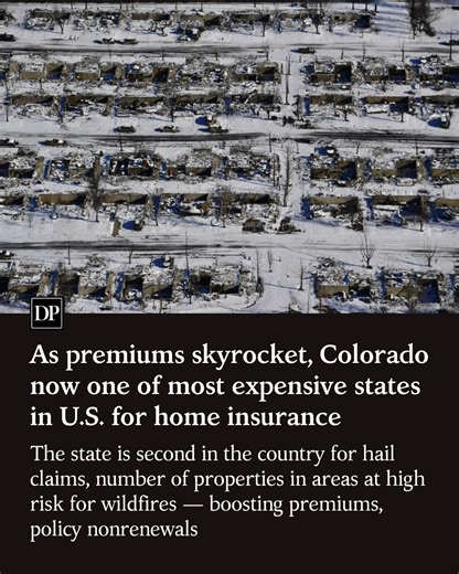 The Denver Post on Instagram: "Why is home insurance so expensive in Colorado? And why is it increasing faster than the national average? ⁠ ⁠ While people’s claims history, inflation, higher labor and construction costs play into increases nationwide, Coloradans face the additional burden of living in a state where the risk is high of catastrophes wreaking billions of dollars in damage.⁠ ⁠ Colorado has been one of the most expensive states in the country for home insurance for a number of years,