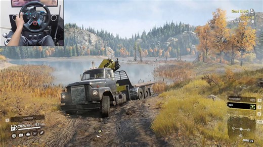 Clearing a Rock Slide Challenge – SnowRunner Logitech G29 Realistic Gameplay