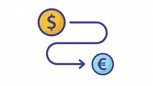 Download Animated dollar sign transforms into a euro sign. for free