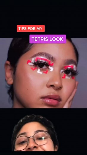 Tips on how to create this tetris look #learnontiktok #tiktokpartner #makeuptutorial #graphicliner #makeuptips