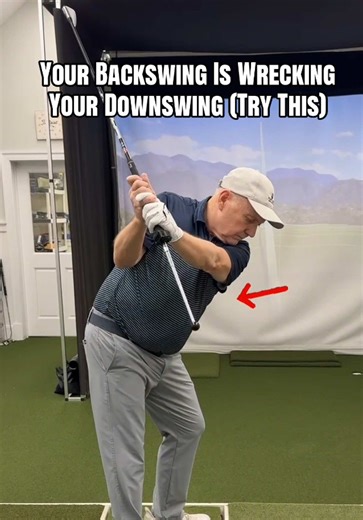 In the backswing it’s common for players to get the shaft too far off plane causing them to over compensate in the downswing. This simple drill gives the player a great visual on what to feel going back. #externalcues #golftok #golfswing #golflesson #golftips