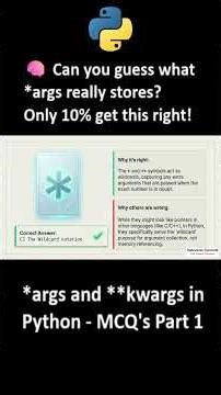 Python MCQ Lecture 14 - Quiz Part 1 - *args and **kwargs in Python | DVT101