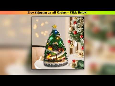 LED Light Musical Xmas Tree Resin Ornament for Shelf Living Room Table Wholesale Best Quality New
