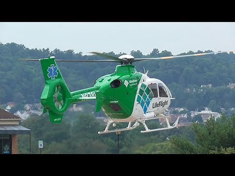 EC-135 Life Flight Helicopter. Full Sound Engine Start and Take Off.