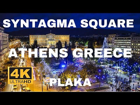 ATHENS GREECE 4K |SYNTAGMA SQUARE PLAKA NEIGHBORHOOD WALKING TOUR | #greece