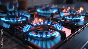 High-resolution 4K video emphasizing fire safety practices for residential gas equipment, showcasing a well-operating gas stove in a home kitchen to raise awareness on preventive measures