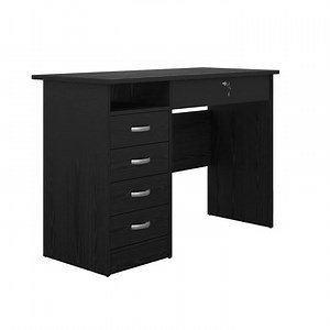 Tvilum Walden 5 Drawer Office Desk with 1 Locking Drawer for Adults, Black Woodgrain