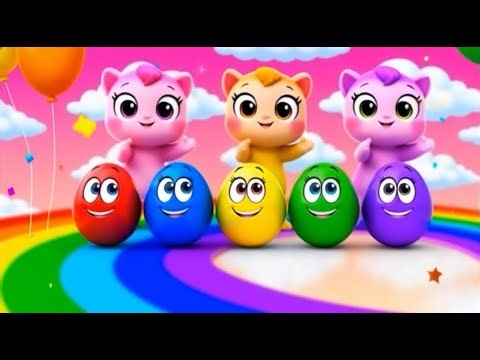 Learning Colors with Cats 🥚🌈| Fun Learning Colors | #learningcolors #colorsong #learncolors