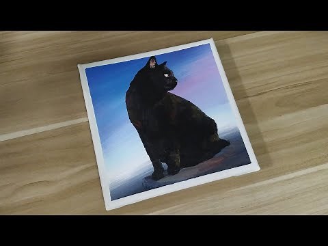 Acrylic painting /A black cat /Easy painting Tutorial #142