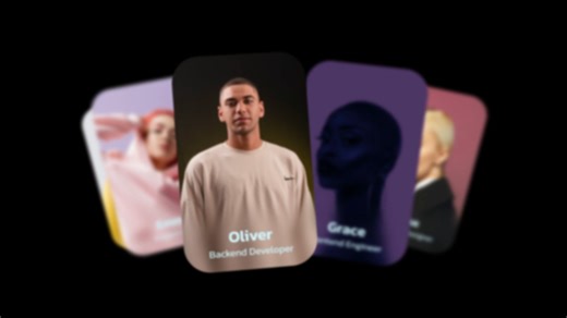 动态员工档案卡片轮播AE模板 Dynamic Employee Profile Card Carousel