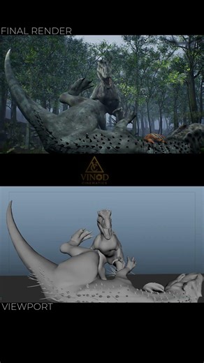 Cinematic T-Rex Animation | Render vs Viewport #animation #dinosaur #cg #gaming #vinodcinematics