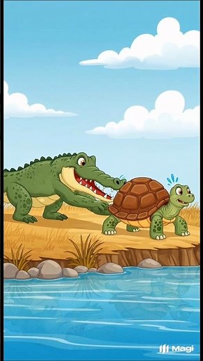 The Clever Turtle and the Crocodile 🐢💦 | Short Moral Story for Kids | Smart Thinking Saves the Day!