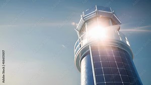The solarpowered lighthouse serves as a symbol of sustainability using the power of the sun to keep ships safe and the environment clean.