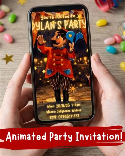 Editable, Animated Circus Themed Kids' Party Invitation. Instantly Edit, Download and Share Digitally. - Etsy