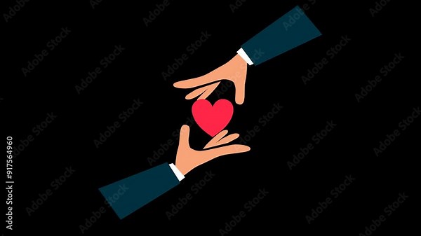 two hand animation with love between them as a symbol of caring