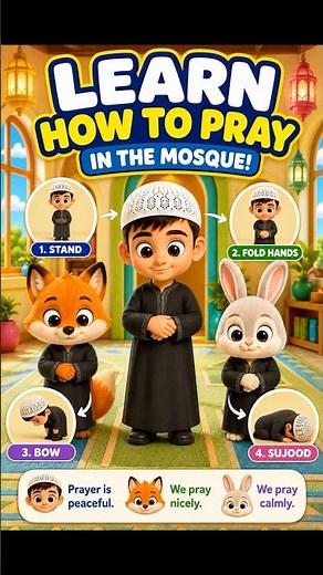 Kids Learn Prayer in Mosque | Kids Islamic Video #islamickids #learntopray #muslimkids