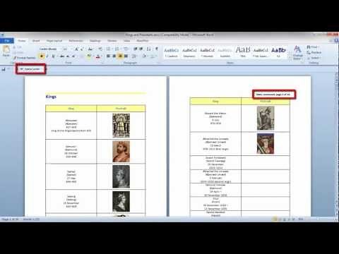 'Table Continued' message in a Word document