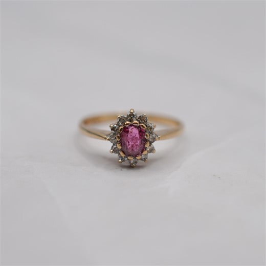 1980s Vintage 9ct Gold Ruby & Diamond Cluster Ring, UK Size J (US Size 4 3/4) - Etsy