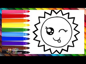 How to Draw the Sun 🌞 Draw and Color a Cute Sun 🌈 Drawings for Kids