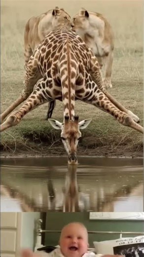 Two Lions Tried To Hunt Big Giraffe 😱 | #shorts #youtubeshorts