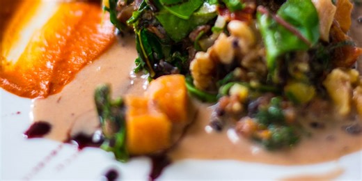 Farro Risotto and Butternut Squash with Roasted Romesco