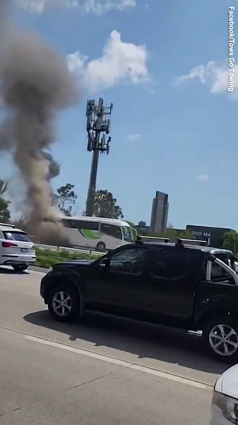 Bus carrying children bursts into flames on Southport motorway