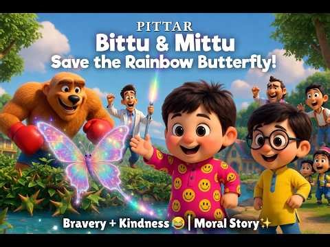 Bittu and Mittu and the Brave Rescue of the Rainbow Butterfly 🦋 | 3D Kids Moral Story