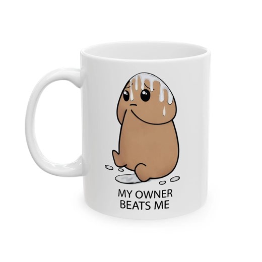 Funny Raunchy Meme Mug My Owner Beats Me, Cute Sarcastic Coffee Mug, Office Desk Gag Gift for Friends Coworkers - Etsy Australia
