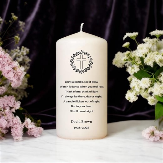 Memorial Candle | Light A Candle Poem | Personalized Remembrance Gift | Funeral Tribute | Loss of Loved One | Unscented Candle - Etsy UK
