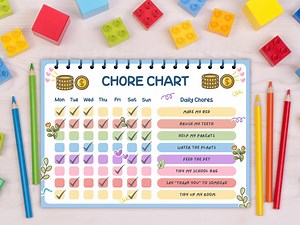 Printable Kids Chore Chart, Pastel Daily Task Tracker, Editable & Reusable, Instant Download, PDF - Etsy Canada