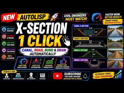 AutoCAD New AutoLISP | Create Canal, Road, Bund & Drain X-Section Automatically