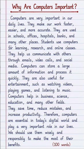 Why Are Computers Important? | 100 Words Essay in English