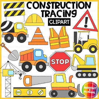Construction Tracing Clipart | Construction Clipart for Fine Motor Activities