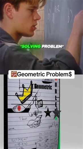 📚💈Book Nerd Barber 💈📚 on Instagram: "In Good Will Hunting a classic math related movie they encounter numerous ‘Geometric Problems’ that was solved by a mysterious person, the Janitor. #goodwillhunting #mathart #mattdamon #abstractart #geometricproblems"