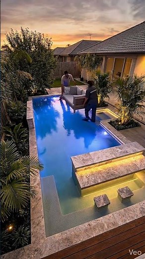 Backyard Transformation into a Tropical Resort 🏝️🔥Infinity Pool + Swim-Up Bar Build #home #backyard